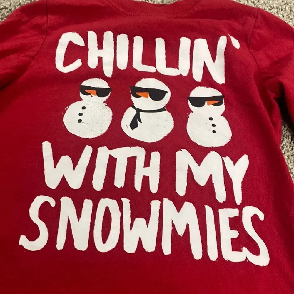 Christmas 🎄 Holiday Casual shirt ⛄️ snowman 4T Red